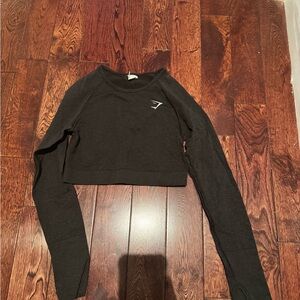 Gymshark Black Cropped Crew Long Sleeve